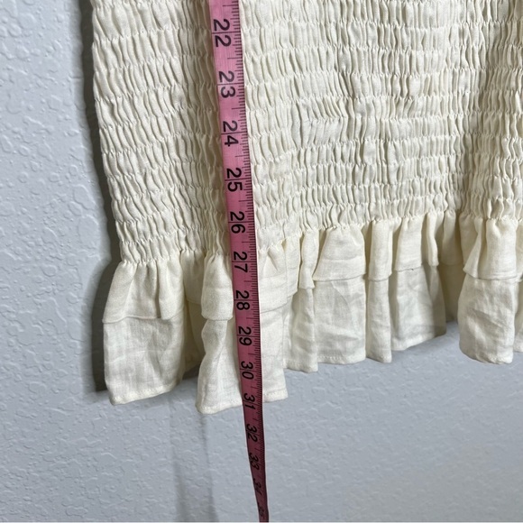 Faithfull The Brand Dress Women Small Mini White Smocked Stretch Ruffled GG - Picture 6 of 8